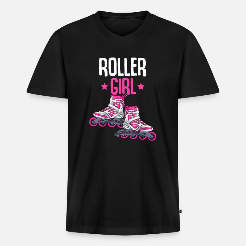 Inline Skates Inline Skating Inline Skater - Männer Premium Bio T-Shirt mit V-Ausschnitt - Schwarz