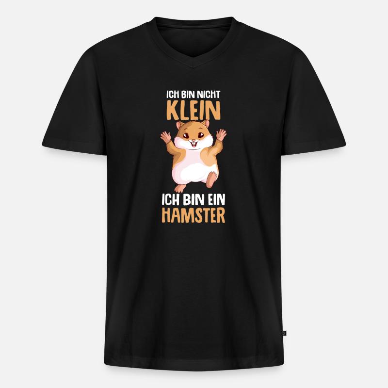 Hamster Kinder Mädchen Damen - Männer Premium Bio T-Shirt mit V-Ausschnitt - Schwarz