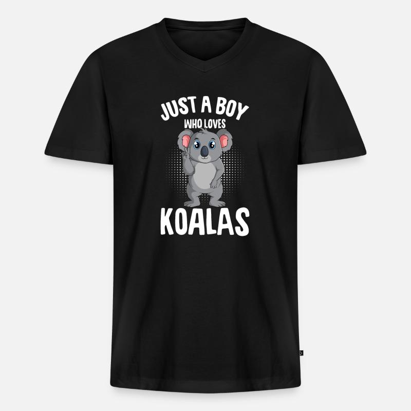 Koala Junge - Männer Premium Bio T-Shirt mit V-Ausschnitt - Schwarz