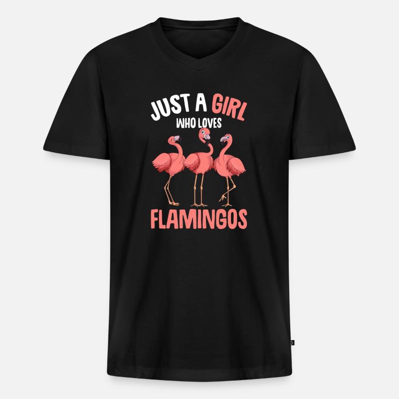 Flamingo Mädchen - Männer Premium Bio T-Shirt mit V-Ausschnitt - Schwarz