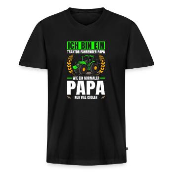 Ich Bin Ein Traktor Fahrender Papa Traktor - Männer Premium Bio T-Shirt mit V-Ausschnitt - Schwarz - Vorne - Nico (187cm)