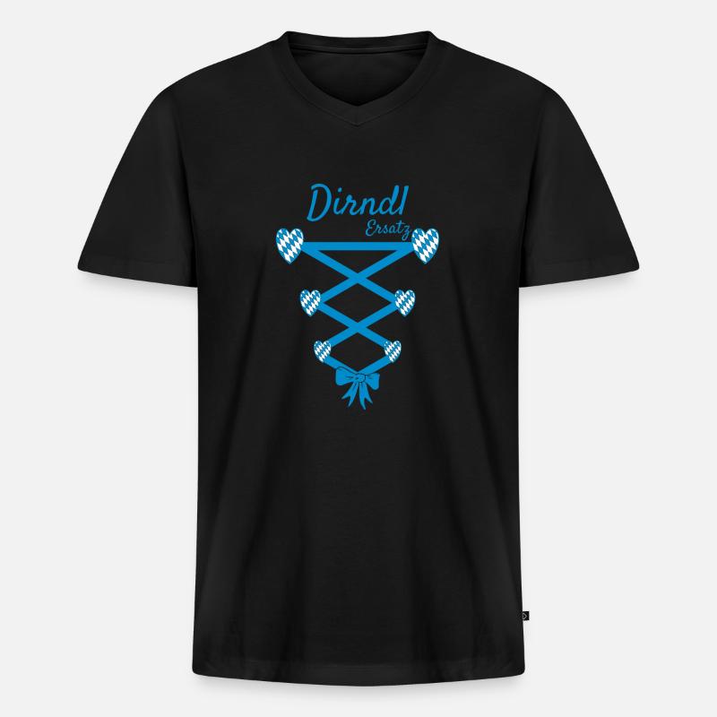 Volksfest Dirndl Ersatz - Männer Premium Bio T-Shirt mit V-Ausschnitt - Schwarz