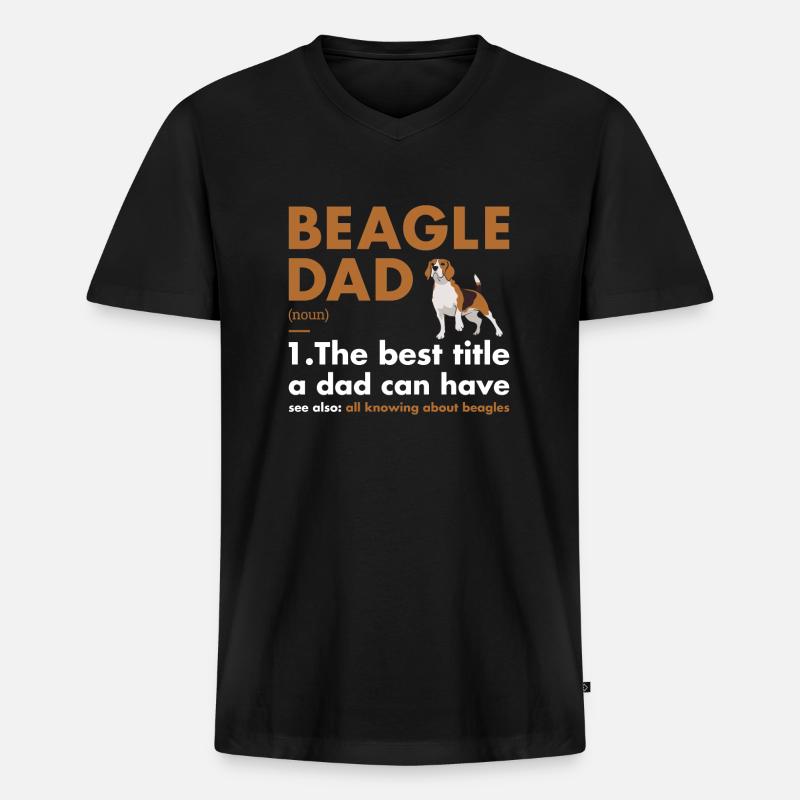 Beagle Dad Definition - Männer Premium Bio T-Shirt mit V-Ausschnitt - Schwarz