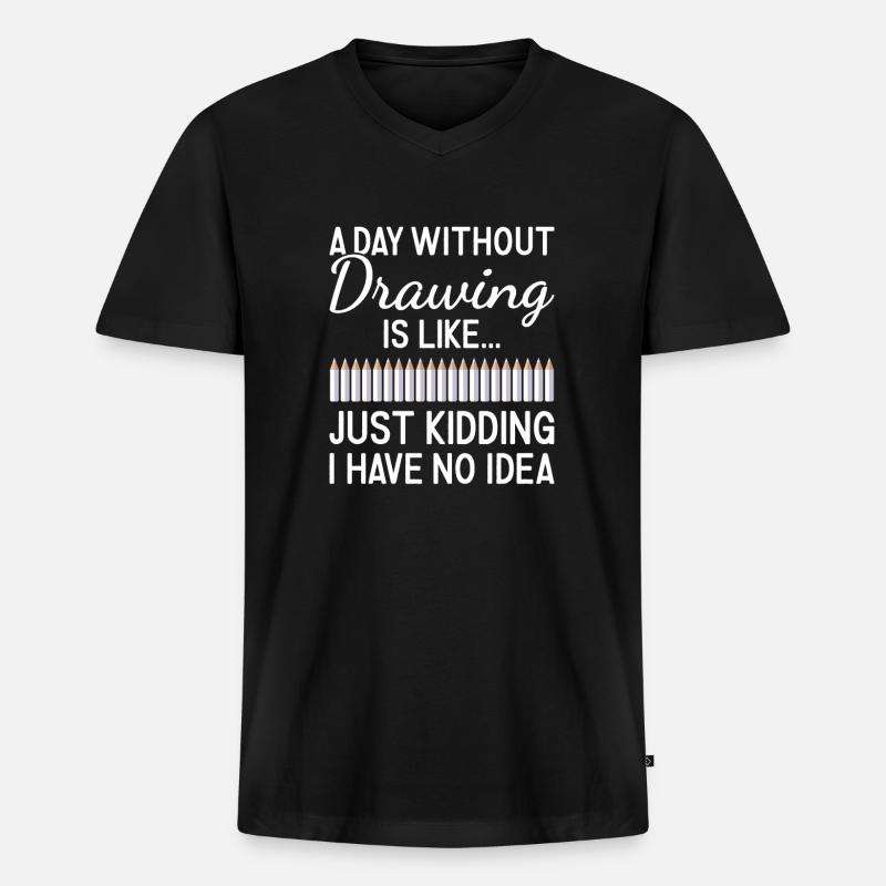 Drawer A Day Without Drawing - Männer Premium Bio T-Shirt mit V-Ausschnitt - Schwarz