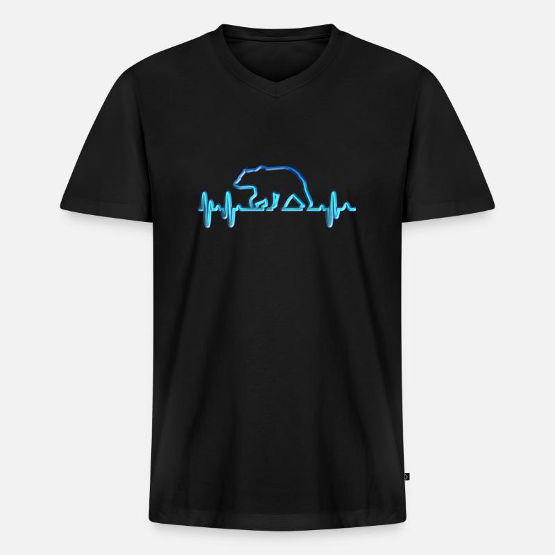 Bär - Männer Premium Bio T-Shirt mit V-Ausschnitt - Schwarz