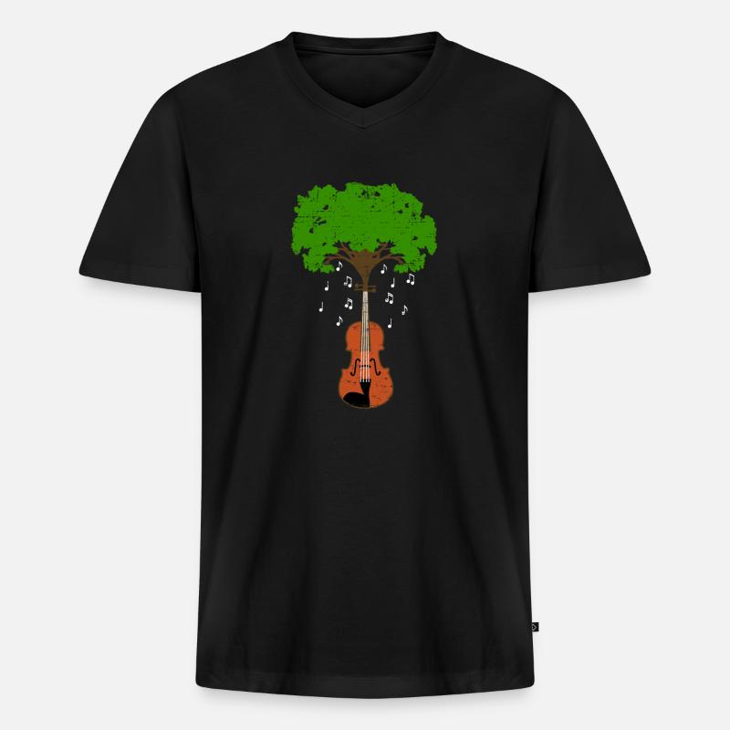 Violine - Männer Premium Bio T-Shirt mit V-Ausschnitt - Schwarz