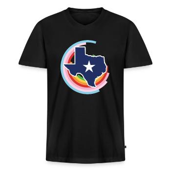 Conception de carte du Texas pour les fiers Texans LGBT + - T-shirt encolure en V Premium bio Homme - noir - Devant - Nico (187cm)