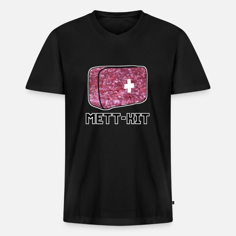 Mett-Kit - Männer Premium Bio T-Shirt mit V-Ausschnitt - Schwarz