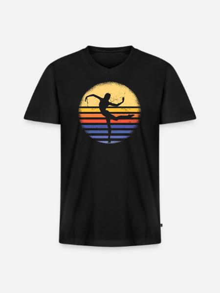 Dancer Retro Sunset Dancing - Männer Premium Bio T-Shirt mit V-Ausschnitt - Schwarz