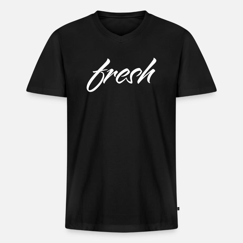 fresh - Männer Premium Bio T-Shirt mit V-Ausschnitt - Schwarz