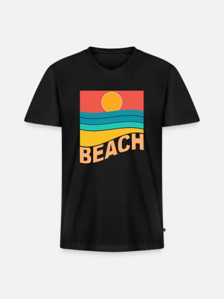 Beach sunset sea - Men's Premium Organic T-shirt with V-neck - black
