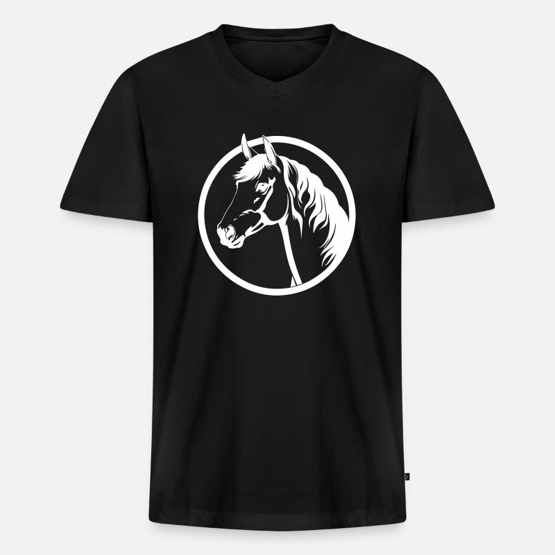 Pferd - Männer Premium Bio T-Shirt mit V-Ausschnitt - Schwarz