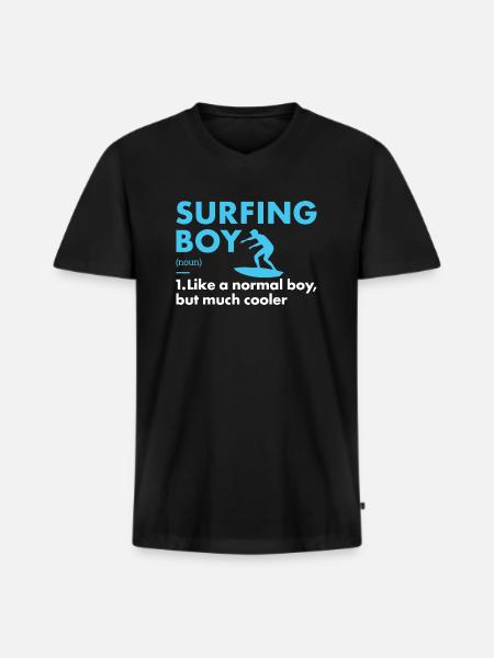 Sport Boy Surfing - Men's Premium Organic T-shirt with V-neck - black