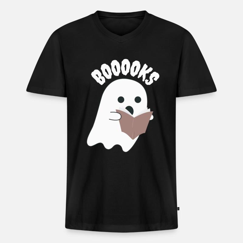 Booooks - Männer Premium Bio T-Shirt mit V-Ausschnitt - Schwarz