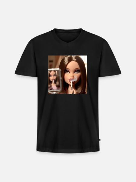 Smoke Girl - Männer Premium Bio T-Shirt mit V-Ausschnitt - Schwarz