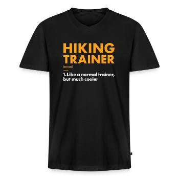Hiker Trainer Definition Hiking - Männer Premium Bio T-Shirt mit V-Ausschnitt - Schwarz - Vorne - Nico (187cm)