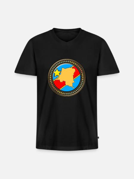 Congo - Congo flag map - Men's Premium Organic T-shirt with V-neck - black