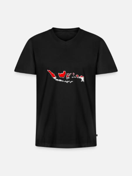Indonesia flag map - Men's Premium Organic T-shirt with V-neck - black