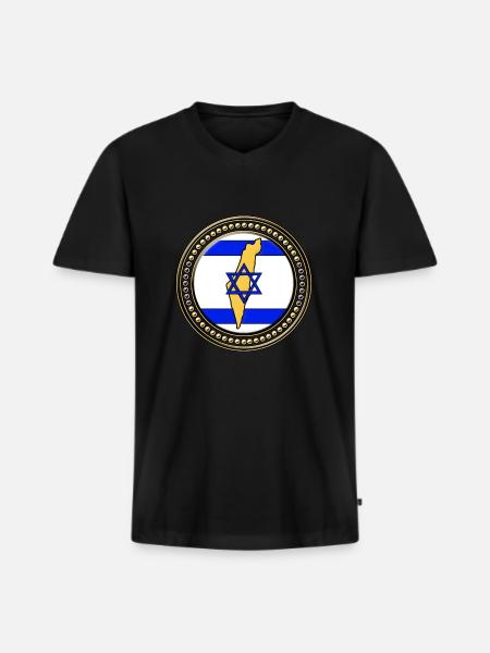 Israel flag map - Men's Premium Organic T-shirt with V-neck - black