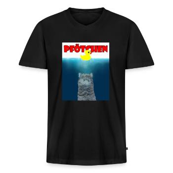Pfötchen - Paws - - Männer Premium Bio T-Shirt mit V-Ausschnitt - Schwarz - Vorne - Nico (187cm)