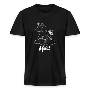 Metal Einhorn - Einhorn - Metal - Musik - Männer Premium Bio T-Shirt mit V-Ausschnitt - Schwarz - Vorne - Nico (187cm)