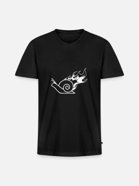 Snail - Snail - on Fire - Men's Premium Organic T-shirt with V-neck - black