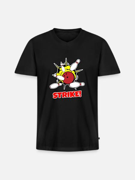 Bowling - Men's Premium Organic T-shirt with V-neck - black