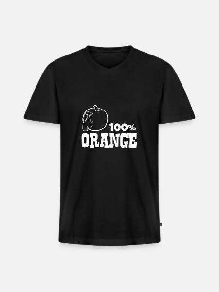 Orange - 100% Orange - Männer Premium Bio T-Shirt mit V-Ausschnitt - Schwarz