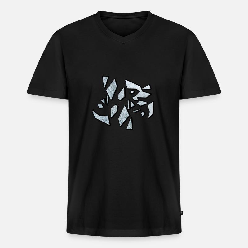 Zerbrochenes Glas - Broken Glass - Männer Premium Bio T-Shirt mit V-Ausschnitt - Schwarz
