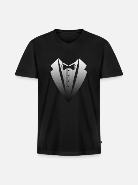 costume - T-shirt encolure en V Premium bio Homme - noir