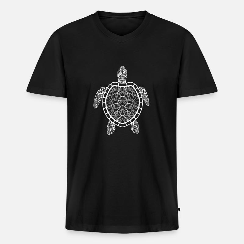Schildkröte - Männer Premium Bio T-Shirt mit V-Ausschnitt - Schwarz