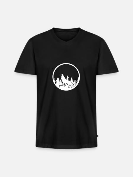 Heulender Wolf - Männer Premium Bio T-Shirt mit V-Ausschnitt - Schwarz