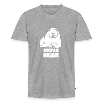 Mama Bear - Männer Premium Bio T-Shirt mit V-Ausschnitt - Grau meliert - Vorne