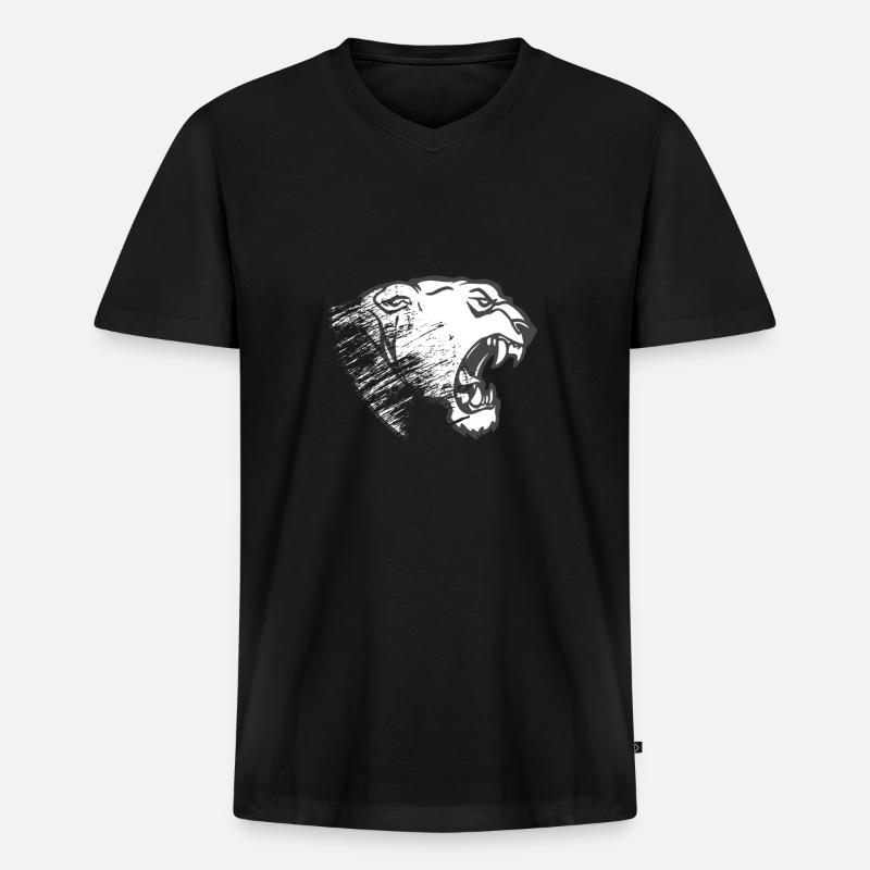 Panther - Männer Premium Bio T-Shirt mit V-Ausschnitt - Schwarz