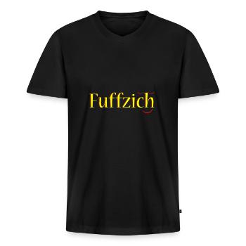 Fuffzich - Fünfzig - Männer Premium Bio T-Shirt mit V-Ausschnitt - Schwarz - Vorne - Nico (187cm)