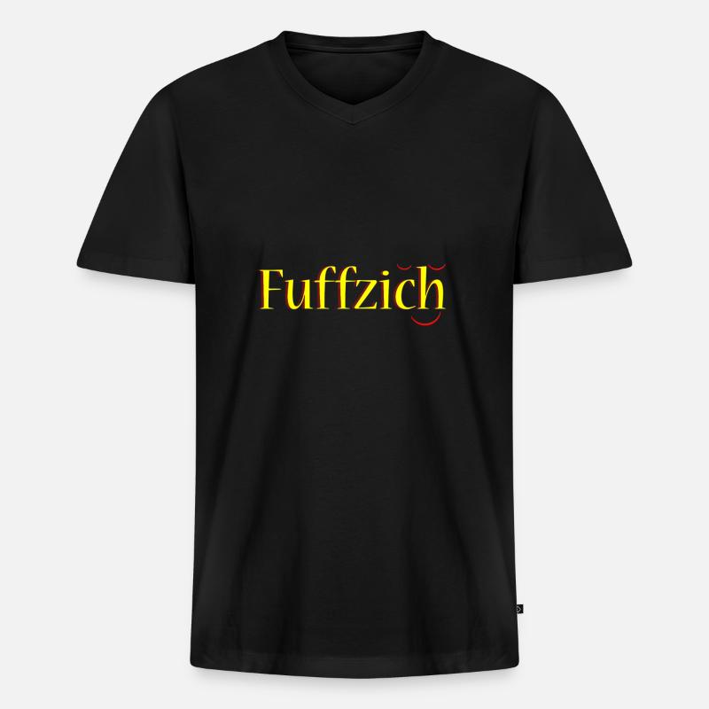 Fuffzich - Fünfzig - Männer Premium Bio T-Shirt mit V-Ausschnitt - Schwarz