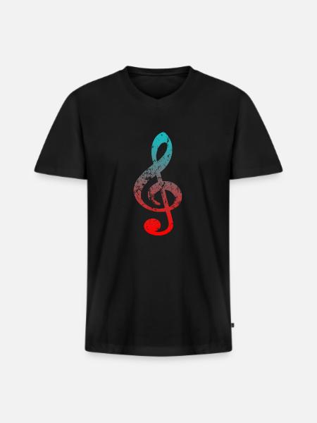 Clé de partition - T-shirt encolure en V Premium bio Homme - noir