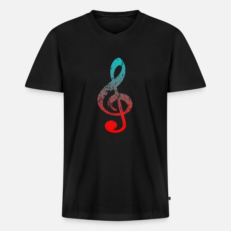 Notenschlüssel - Männer Premium Bio T-Shirt mit V-Ausschnitt - Schwarz