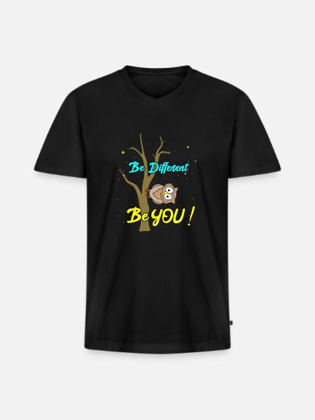 Be Different - Be You - Men's Premium Organic T-shirt with V-neck - black
