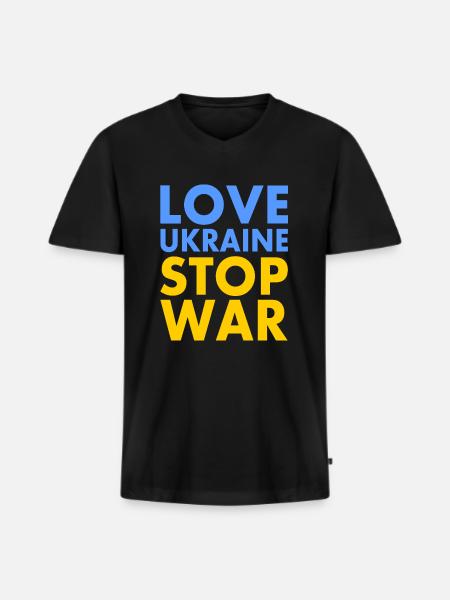 Love ukraine stop war - Men's Premium Organic T-shirt with V-neck - black