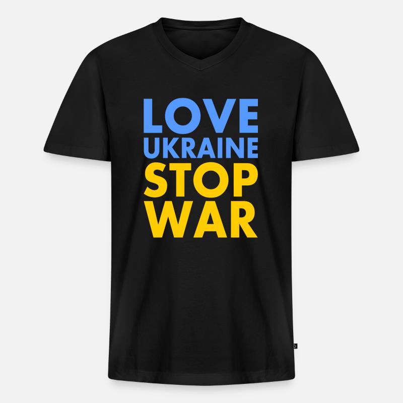 Love ukraine stop war - Männer Premium Bio T-Shirt mit V-Ausschnitt - Schwarz