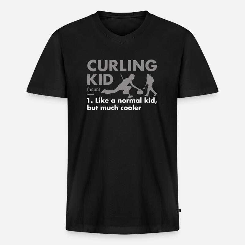 Sport Kid Definition Curling - Männer Premium Bio T-Shirt mit V-Ausschnitt - Schwarz