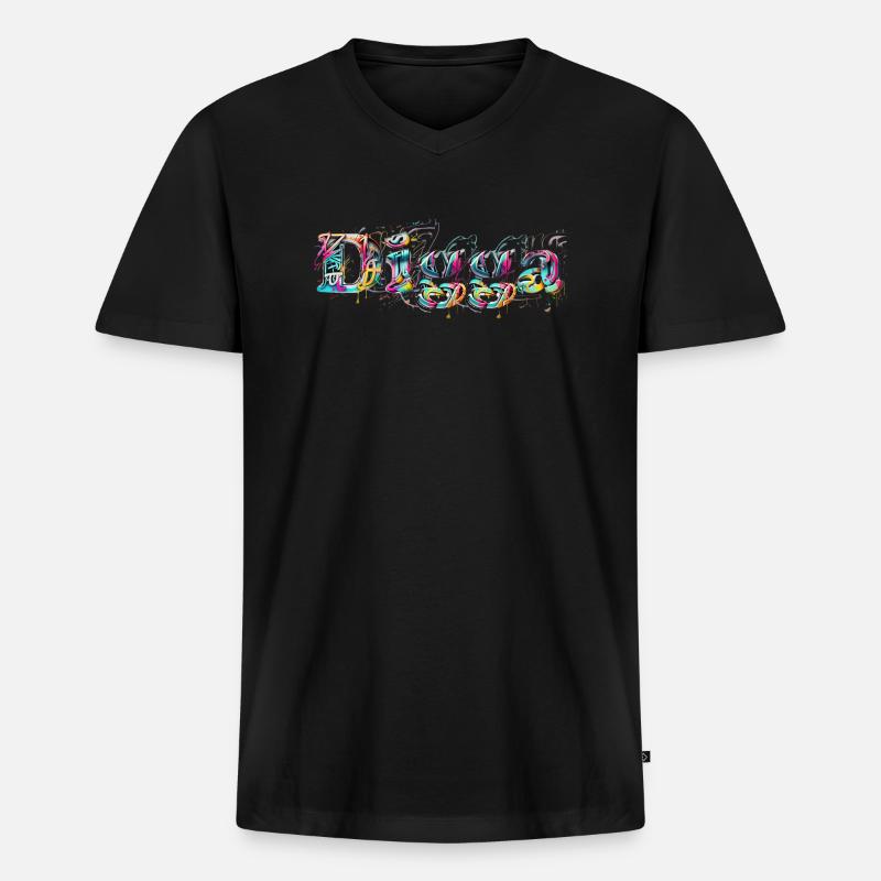 Digga - Grafitti - Männer Premium Bio T-Shirt mit V-Ausschnitt - Schwarz