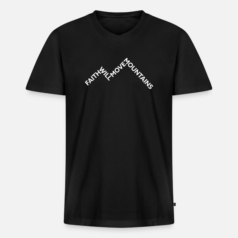 Faith will move Mountains - Männer Premium Bio T-Shirt mit V-Ausschnitt - Schwarz
