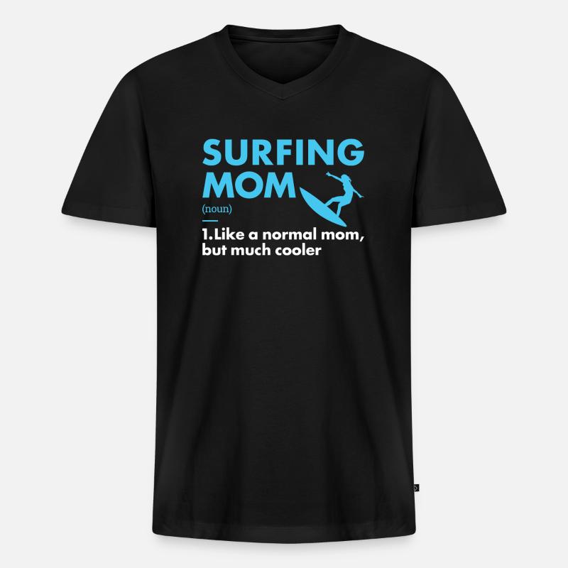 Sport Mom Surfing - Männer Premium Bio T-Shirt mit V-Ausschnitt - Schwarz