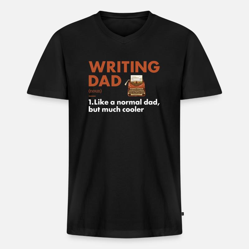 Writer Dad Definition Writing - Männer Premium Bio T-Shirt mit V-Ausschnitt - Schwarz