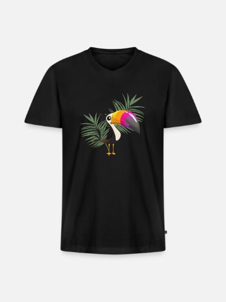 toucan - Men's Premium Organic T-shirt with V-neck - black