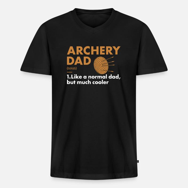 Sport Dad Archery - Männer Premium Bio T-Shirt mit V-Ausschnitt - Schwarz