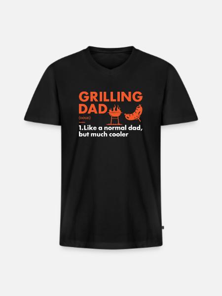 Griller Dad Definition Grilling - Men's Premium Organic T-shirt with V-neck - black
