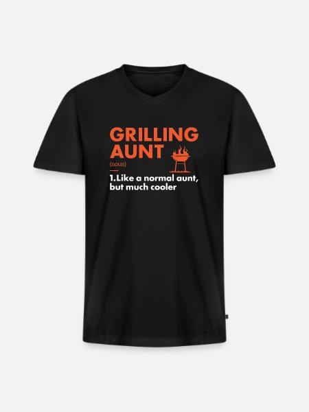 Griller Aunt Definition Grilling - Men's Premium Organic T-shirt with V-neck - black